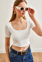 White Lycra Cotton T-Shirt - Women's, Double Layer, TSH-19000818 - 4