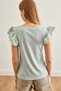 Women's Water Green Sleeve Scalloped Knitted Viscose Blouse Blz- 19002553 - 5