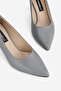 Women's Gray Genuine Leather Short Heel Stiletto Shoes, Size 35-41 - 6