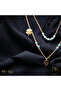 Clover Figured Blue Stone Steel Necklace Bs-144 - 3
