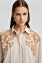 Natural Textured Shirt with Embroidery Detail - 5