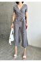 Double Breasted Collar Wrap Jumpsuit - 3
