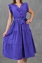 Sleeve Ruffled Elastic Waisted Belt Detailed Double-breasted Collar Midi Length Purple Dress 103 - 4