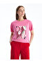 Women's - Crew Neck Printed Short Sleeve T-Shirt - 2