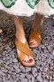 Palvin Women's Desert Taba Suet Cross Leather Sandals - 7