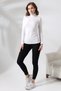 Turtleneck Compact Lycra Long Sleeve Blouse 19833 White