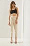 Women's Cream Herringbone Linen Trousers with Waist Detail 60251165 - 5