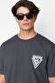 Anthracite Oversize/Wide Cut City Printed 100% Cotton T-Shirt Tmnss20Ts1102 - 4