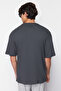 Anthracite Oversize/Wide Cut City Printed 100% Cotton T-Shirt Tmnss20Ts1102 - 2