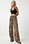 Women's Beige Black Patterned Draped Viscose Palazzo Trousers En00606 - 2