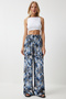 Women's Navy Black Patterned Drapey Viscose Palazzo Pants EN00606 - 3