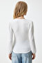 Women's White Square Collar Textured Knitted Blouse DD01111 - 6