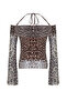 Brown Animal Patterned Knitted Blouse with Flare Sleeves and Tie Detail TWOSS24BZ00046 - 8