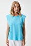 Women's Vibrant Blue Padded Sleeveless Knitted T-Shirt Hy00015 - 4