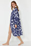 Geometric Patterned Belted Mini Woven 100% Cotton Kimono&Kaftan TBESS24KM00051 - 3