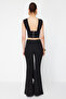 X Zeynep Tosun Black Knitted Trousers with Accessory Detail TCLSS24PL00001 - 6