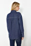 Koyu Mavi More Sustainable %100 Tencel™ Oversize Denim Gömlek TWOSS24GO00141 - 6