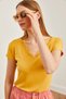 Women's Mustard Neck Lace Loose Viscose Blouse Blz- 19000873 - 5