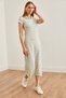 Women's Aqua Green Polo Neck Striped Lycra Dress Elb- 19002045 - 5
