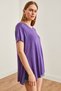 Women's Purple V-Neck Side Slit Flowy Loose T-Shirt Tsh- 19000582 - 4