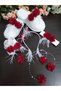 Red Pearl Stoned Floral Maternity Crown, Slippers, Bandana, Baby Booties Set - 3