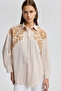 Natural Textured Shirt with Embroidery Detail - 2