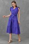 Sleeve Ruffled Elastic Waisted Belt Detailed Double-breasted Collar Midi Length Purple Dress 103 - 6