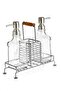 2-Piece Glass Liquid Soap and Lotion Bottle Soap Dispenser with Metal Stand 500 ml Gray – B/11 C1-1-289 - 2
