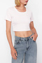 White-Pink Fitted Knitted T-Shirt Tedss24Ts00044 - 3