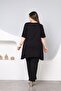 Asymmetrical V-Neck Colorful Tunic Blouse with Stone Detail - 9