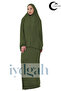 Armanım Practical Two Piece Bat Sleeve Hijab Viscose Fabric Prayer Dress _ Green - 2