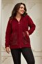 Plus Size Burgundy Cardigan with Sequin Embroidered Sleeves and Pockets