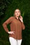 Large Size Brown Corduroy Shirt with Pocket Detail - 3