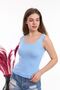 Women's Blue Sleeveless Blouse Thick Strap Athlete Slim Summer Square Collar Knitwear - 5