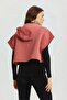 Hooded Cotton Crop Sweatshirt Pink - 4