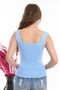 Women's Blue Sleeveless Blouse Thick Strap Athlete Slim Summer Square Collar Knitwear - 3