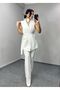 Women's Belted Vest Trousers Set White