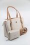 Women's Cream Tan Large Size 5 Compartment Shoulder Bag and Wallet Combination235013MH
