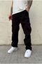 Baggy Black Cargo Pocket Lace Detailed Trousers - 5