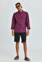 Button Detailed Bohemian Shirt Purple - 2