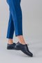 Genuine Leather Navy Blue Lace-Up Oxford Women's Shoes - 3
