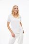 100% Organic Cotton V-Neck Striped T-shirt Ecru/Brown - 3