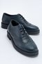 Genuine Leather Navy Blue Lace-Up Oxford Women's Shoes - 5