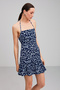 Trinity Women's Strappy Floral Patterned Blue Dress - 3