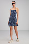 Trinity Women's Strappy Floral Patterned Blue Dress