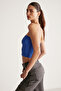 Keira Women's Strapless Wide Ribbed Stretchy Fabric Cobalt Blue Bustier - 4