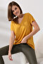 Casual V-Neck Short Sleeve T-Shirt 19410 MUSTARD - 3