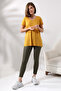Casual V-Neck Short Sleeve T-Shirt 19410 MUSTARD