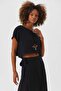 Boat Neck Oversize Summer Crop Bohemian Blouse Black - 3