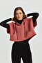 Hooded Cotton Crop Sweatshirt Pink - 3